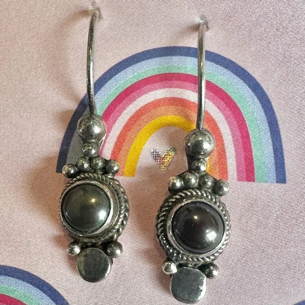 Sterling Silver Gray Hematite Artisan Earrings